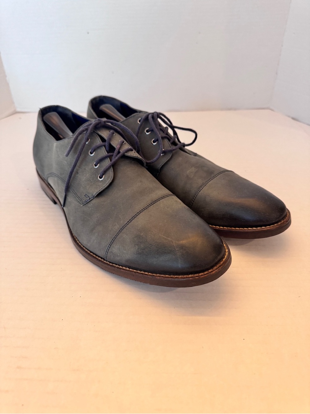 Wallin & Bros Mens Burke Gray Leather Cap Toe Oxfords 13M Classic - Picture 2 of 11